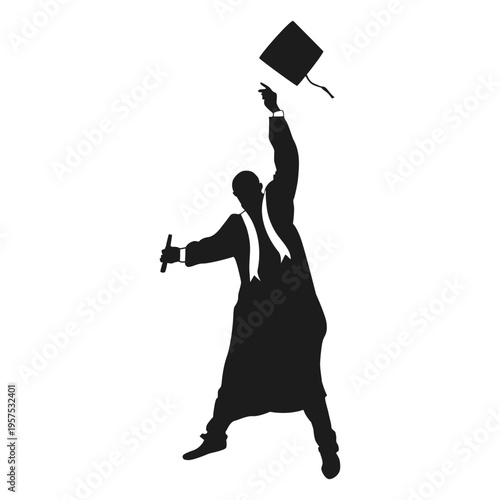 Graduate throwing hat silhouette