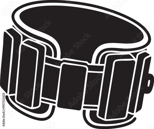 Black and white illustration of a robotic eye or futuristic visor