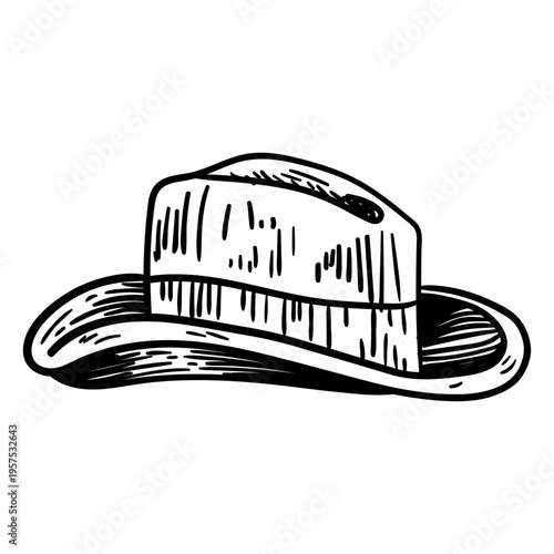 Panama hat hand drawn