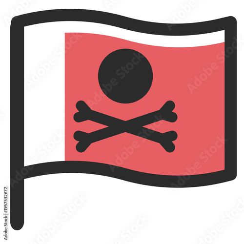 Pirate flag colored stroke icon
