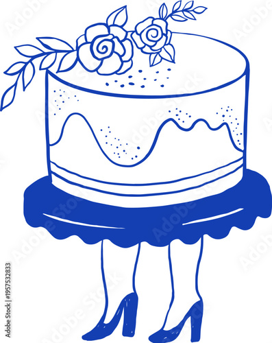 Hand drawn cartoon cake character. Cafe, bakery and patisserie doodles series for logos, signs and menus.