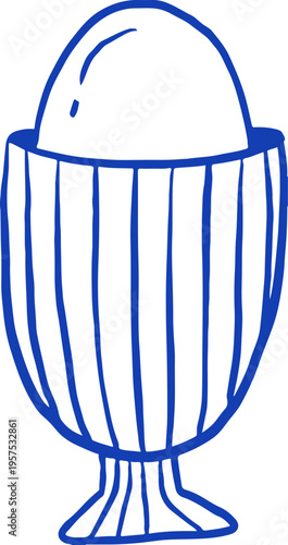 Hand drawn egg in cup vintage drawing. Cafe, bakery and patisserie doodles series for logos, signs and menus.