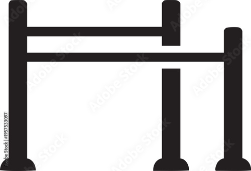 Black and white illustration of a simple barrier or crowd control stanchion