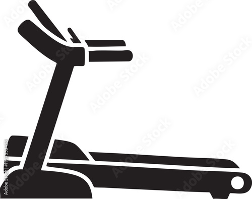 Simple black silhouette of a treadmill a common fitness exercise machine