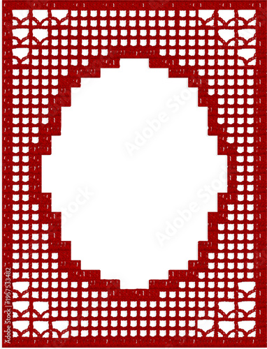 Cuadro en lienzo Lace Frame A: Transparent background with Red lace textured frame, Vintage frame