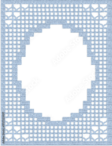 Cuadro en lienzo Lace Frame A: Transparent background with Baby blue lace textured frame, Vintage