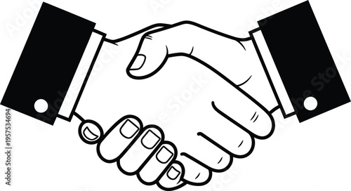 Handshake silhouette vector illustration of business partnership and agreement