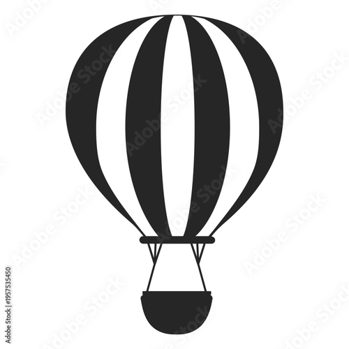 Black and white hot air balloon silhouette
