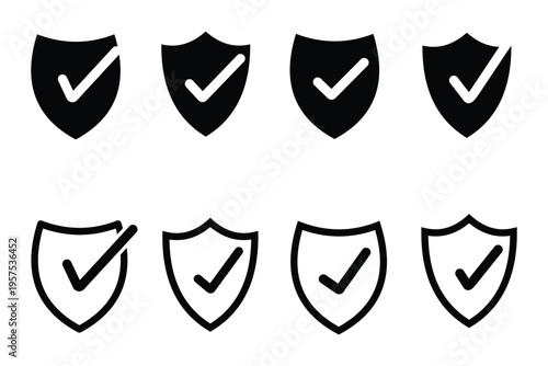 sheild tick icon set, sheild verified icon , insurance and protection concept , Vector illustration