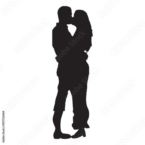 Couple kissing sweetly silhouette