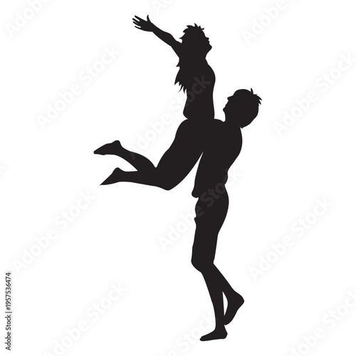 Couple romantic lift silhouette couple