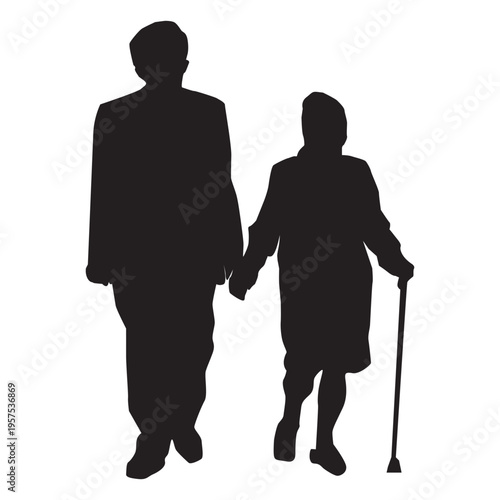 Old couple silhouette couple