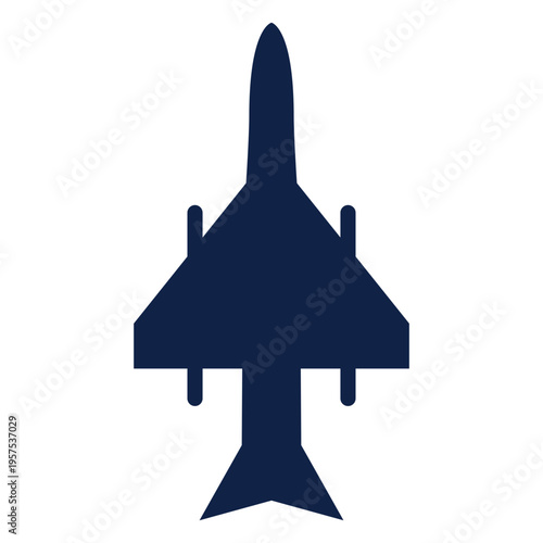 Strike fighter airplane top view silhouette