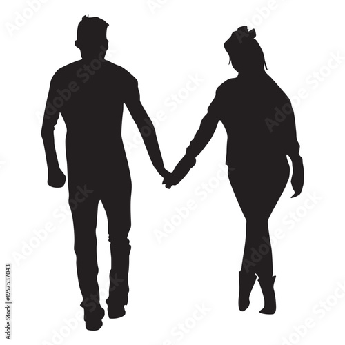 Strollng together couple silhouette