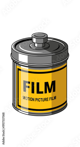 Film Canister with Motion Picture Film Label.