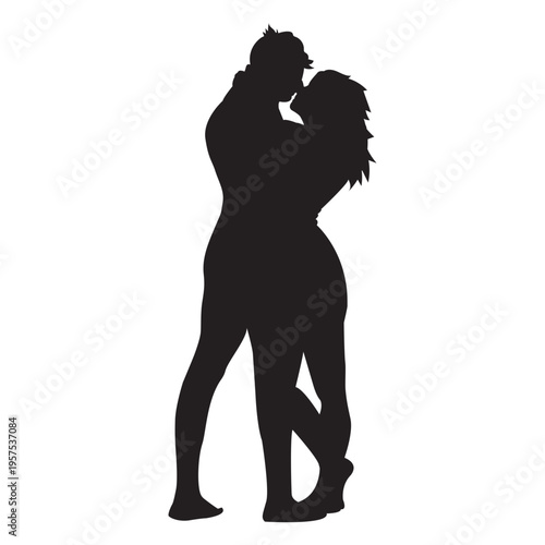 Sweet lovers hug silhouette
