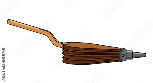Traditional Wooden Broom with Long Handle.