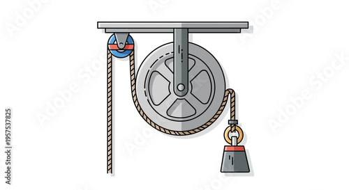 Mechanical Pulley System with Chain and Weights.