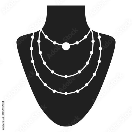Multi layer pearl necklace icon