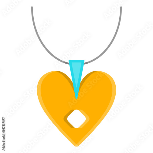 Necklace with heart pendant vector