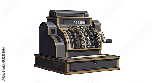 Vintage Cash Register with Gold Trim.