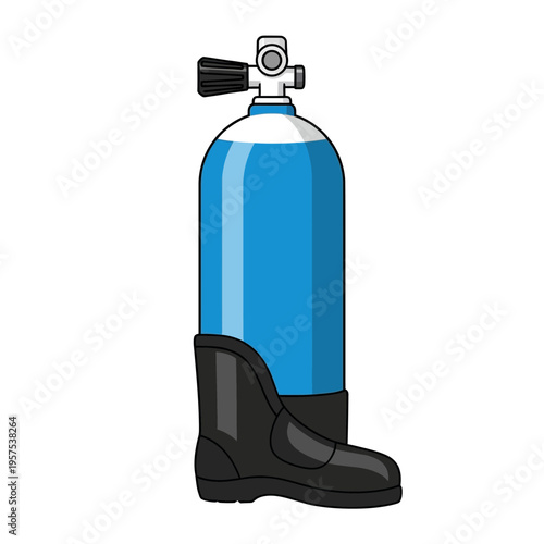 Scuba Diving Tank with Regulator and Boot.
