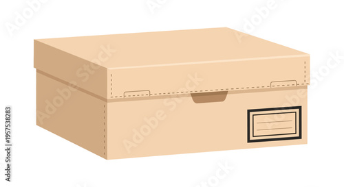 Brown Storage Box with Label and Latch.