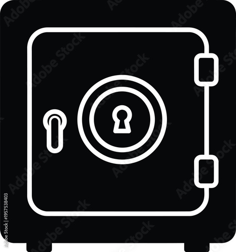 Silhouette vector of a secure safe box with keyhole and lock