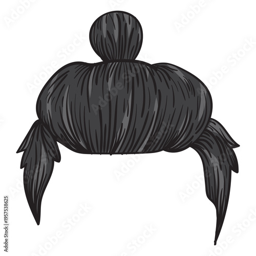 Man bun hair illustration