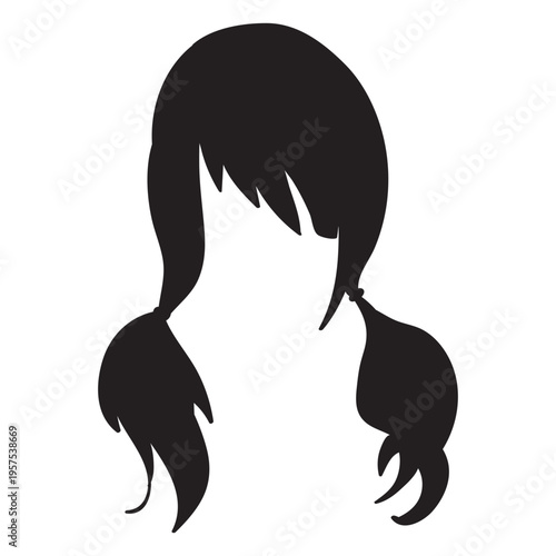Pigtails hair flat icon