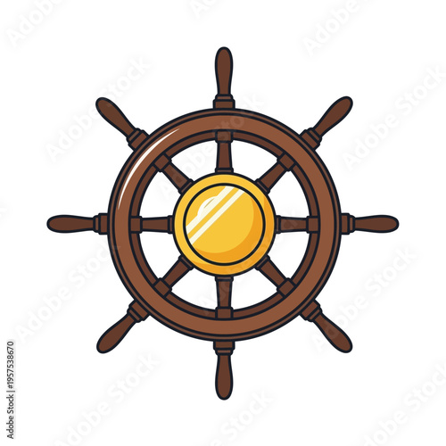 Vintage Ship Steering Wheel Illustration.
