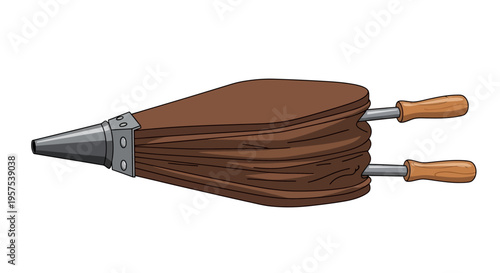 Leather Bellows with Wooden Handles Illustration.