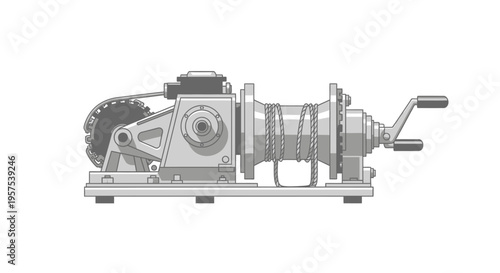 Industrial Machinery Component with Gears and Handle.