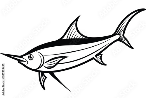 swordfish silhouette line art vector illustration