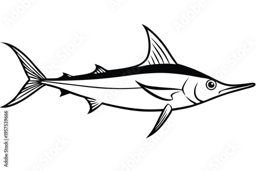 swordfish silhouette line art vector illustration