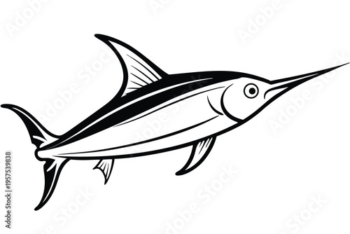 swordfish silhouette line art vector illustration