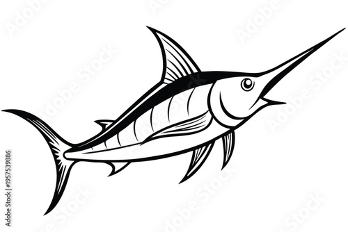 swordfish silhouette line art vector illustration
