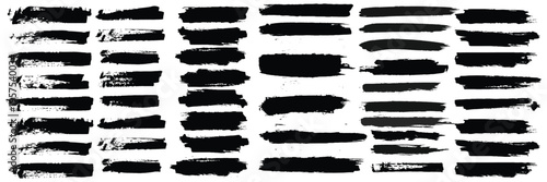 Brush strokes vector. Set of rectrangle shape brush strokes. Set of paint brush stroke and abstract grunge banner for graphic background decoration