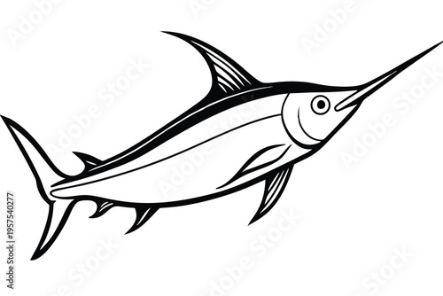 swordfish silhouette line art vector illustration