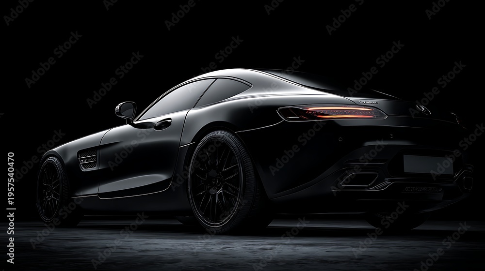Obraz premium Sleek black luxury sports car on a dark background
