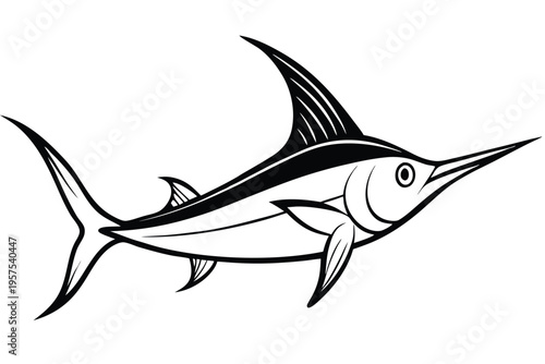 swordfish silhouette line art vector illustration