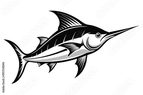 swordfish silhouette line art vector illustration