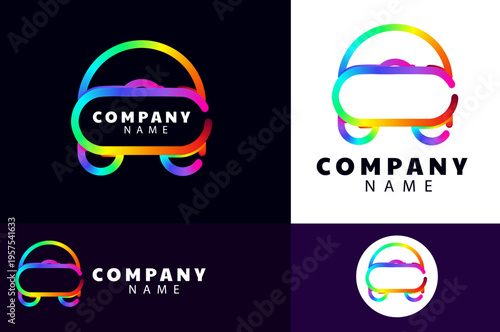 Rainbow car company logo template