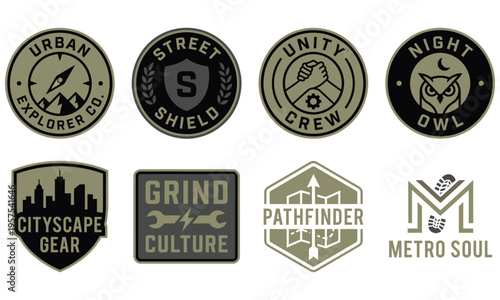 Vector illustration of various urban patches on white background