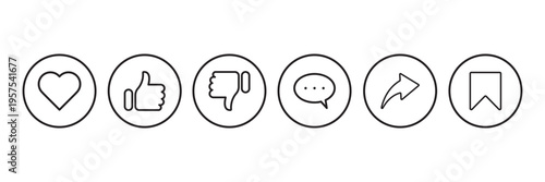 Like Comment Share and Save Button Icon Set of Social Media in Flat Style. Instagram Profile Icons, Increase Likes and Followers, Boost Social Media Presence and Online Visibility