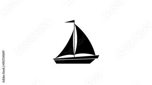 Sailboat silhouette vector illustration, editable AI file for logo and icon design