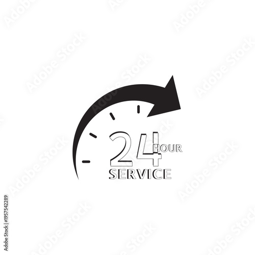24 hour service sign, fast service icon. perfect for customer support, hotline, delivery service, technical assistance and business communication concepts.