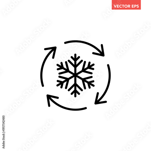 Black freezer control line icon, auto cooling or defrost, conditioning car or house flat design vector pictogram vector for app web website button ui ux interface elements isolated on white background