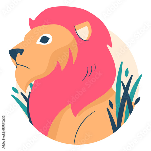 Illustrated lion flat