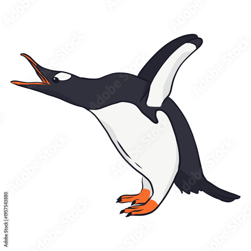 Penguin wing beak tail illustration